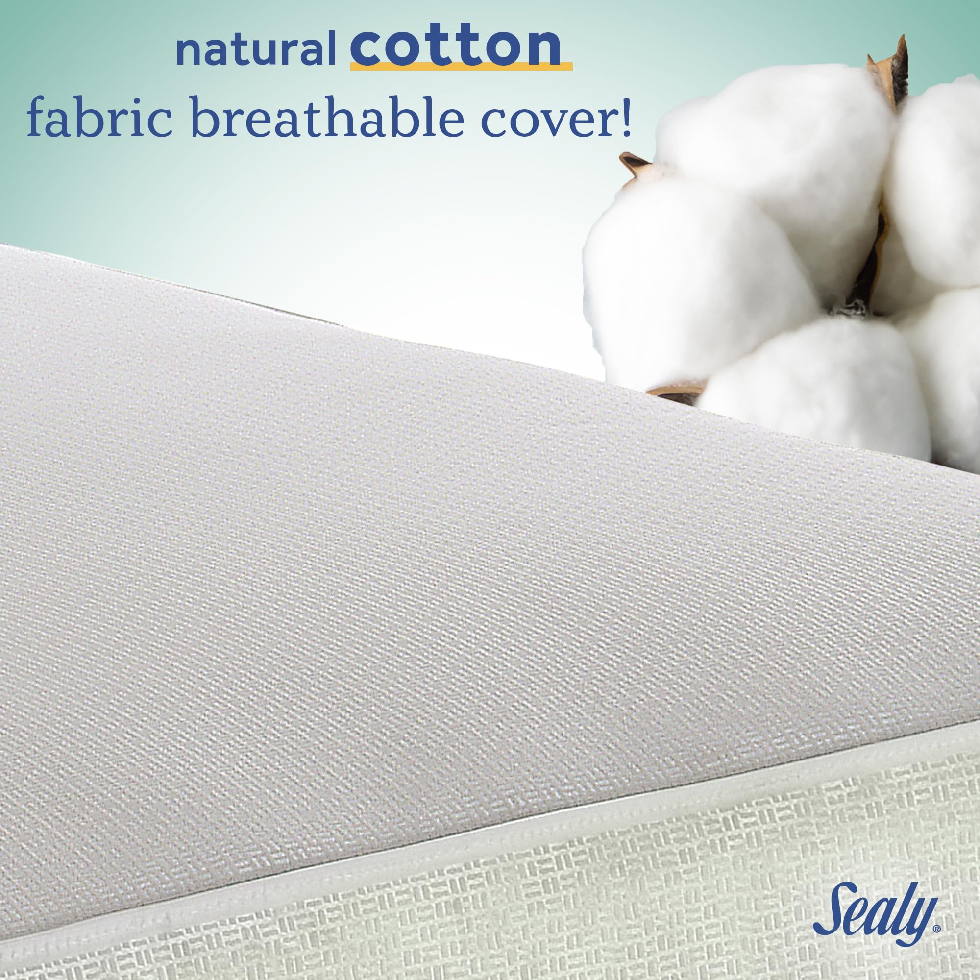 Sealy Baby Cozy Cool Hybrid Breathable Crib Mattress, GREENGUARD GOLD Certified, Made in USA, Cooling Foam, 2 Stage, Toddler Bed Fit, 204 Coils & Cotton Cover, Safety & Quality Tested, 52x28" - Image 7