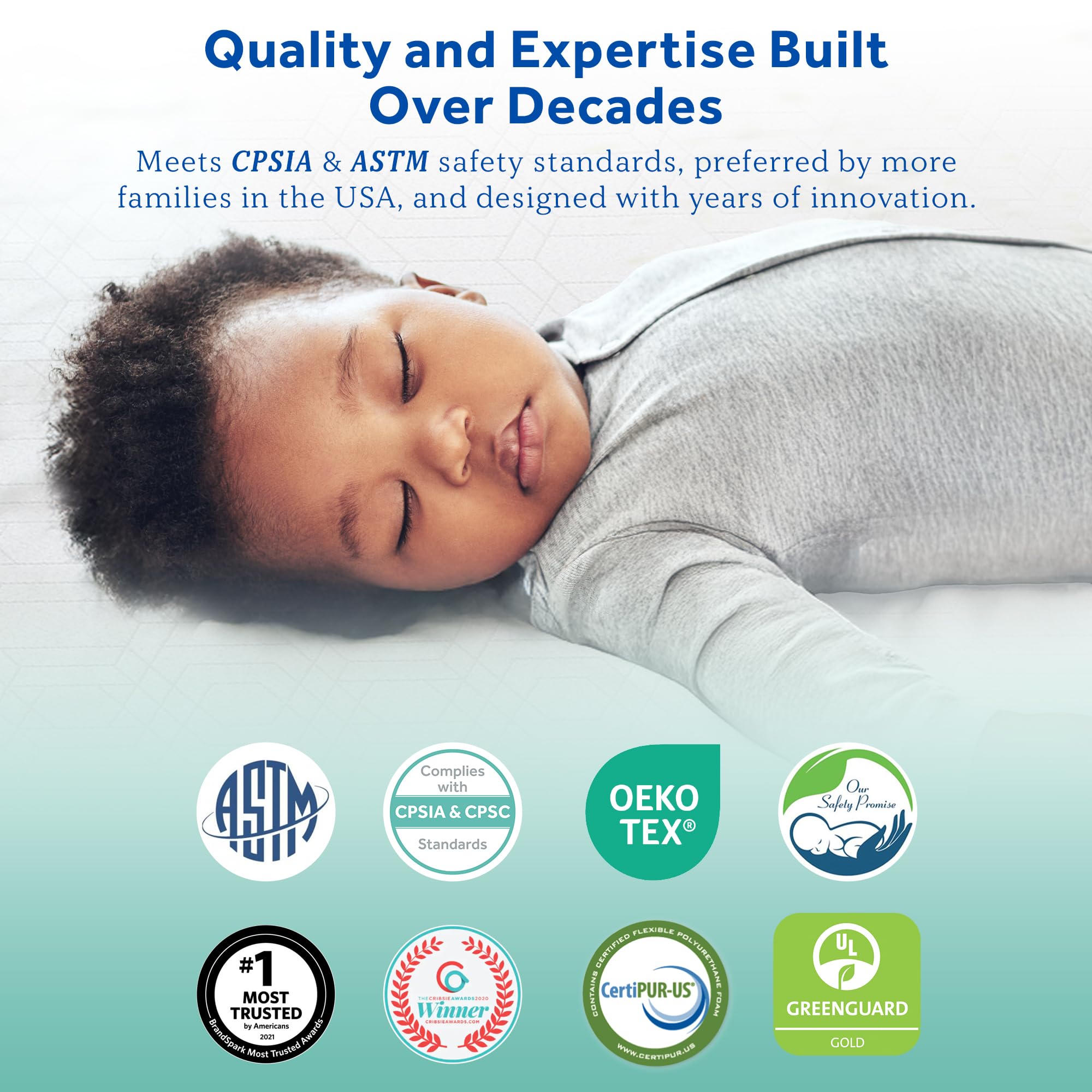 Sealy Baby Soybean 2 Stage Crib Mattress plus Toddler Bed Fit, Premium Hypoallergenic Lightweight Foam, Non Toxic, GREENGUARD Gold Certified, Safety & Quality Tested, Made in USA, 52X28" - Image 17