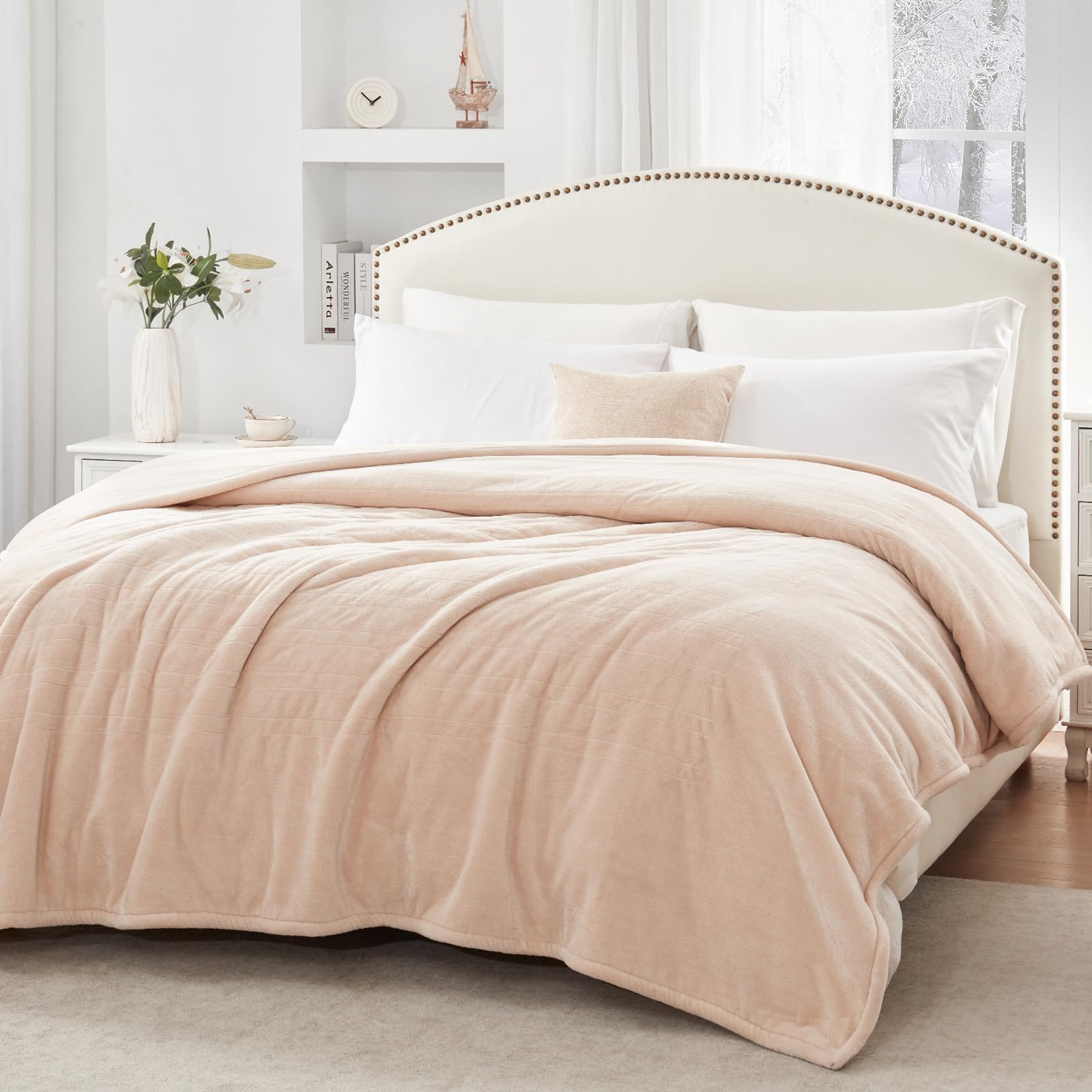 Sealy Electric Blanket King Size, Flannel Heated Blanket with10 Heating Levels & Auto Shut Off, Machine Washable, Beige, 100 x 90 Inch - Image 8
